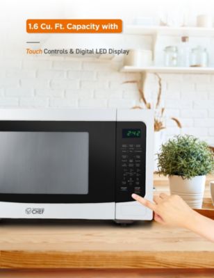 1.6 Cubic Foot Microwave with 10 Power Levels, Push Button Child Safety Lock