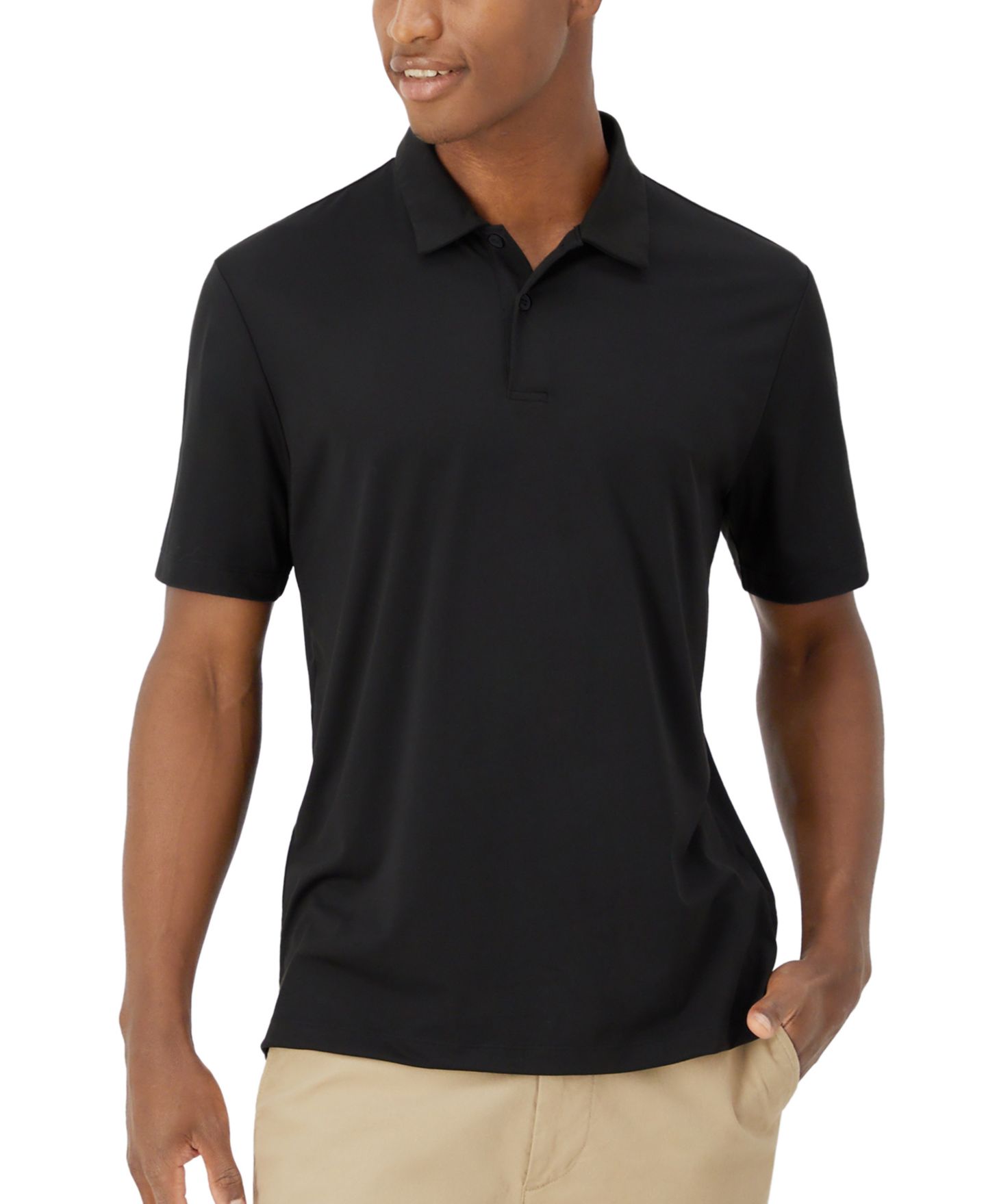 Мужское поло Hanes Moves Performance Short Sleeve Polo, цвет: Чёрный — фото 1