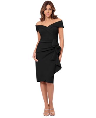 XSCAPE Petite Off-The-Shoulder Sweetheart Ruffle Dress - Macy's