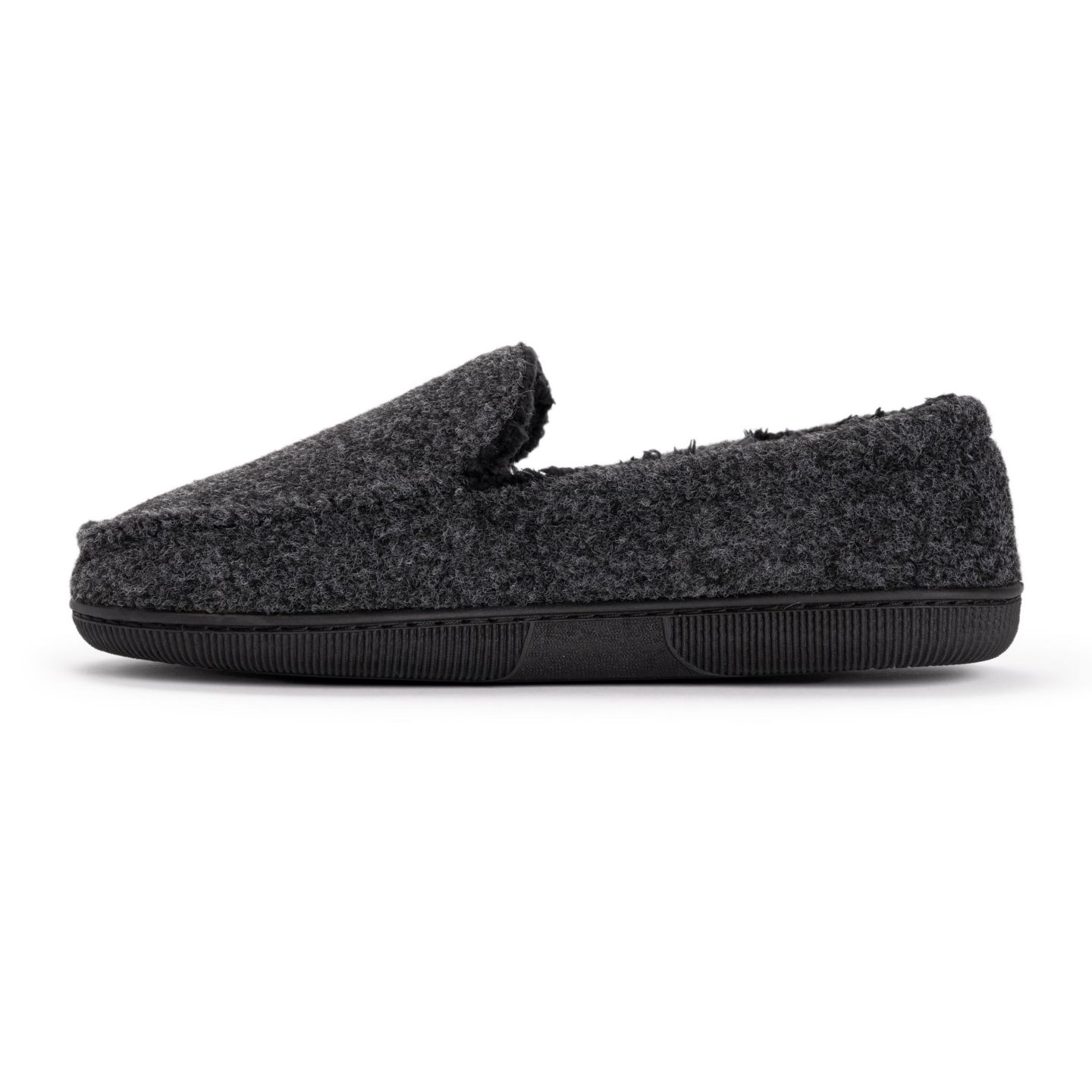 Мужские тапочки MUK LUKS Faux Wool Moccasin Slippers, цвет: Чёрный — фото 5