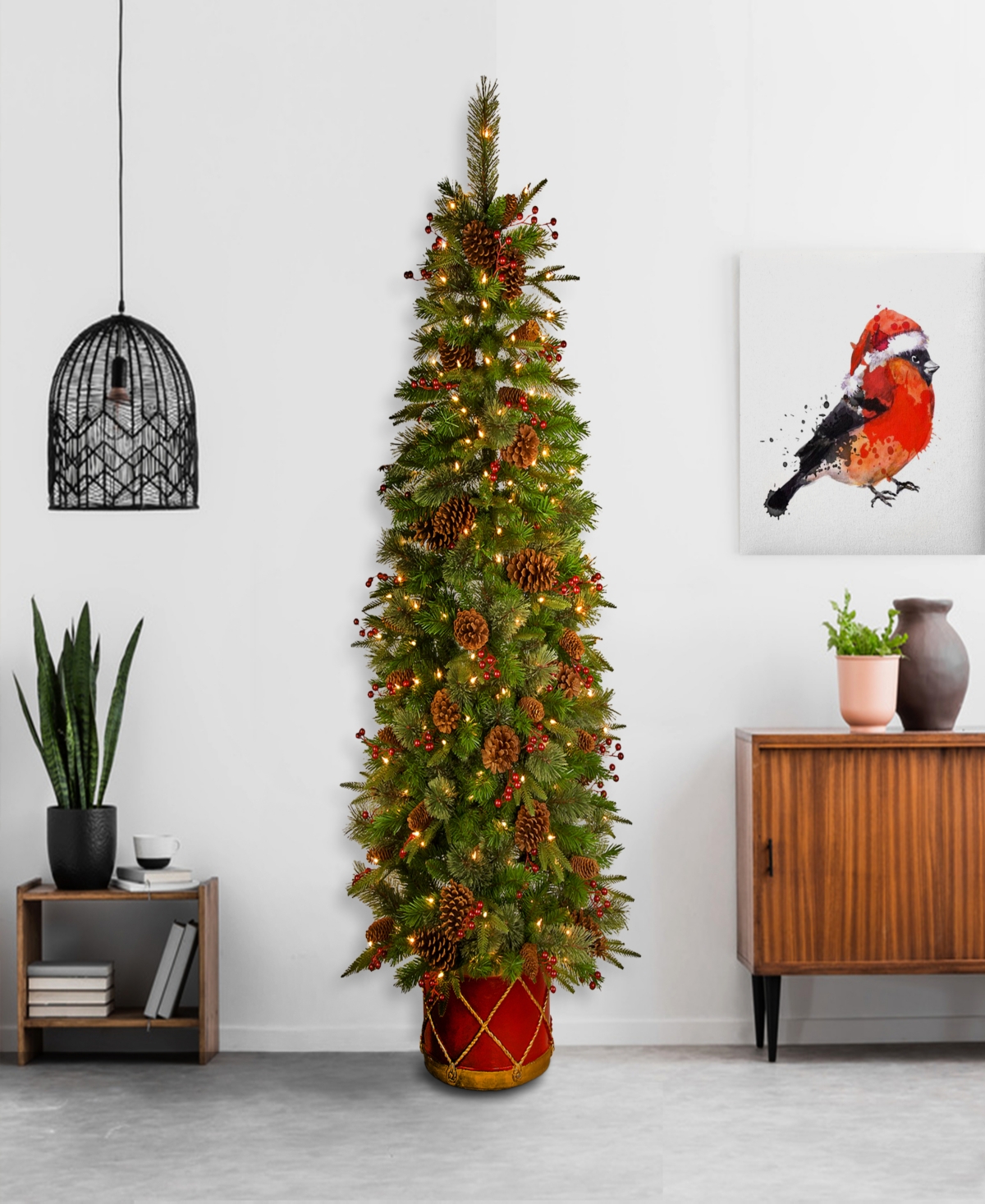 National Tree Company 6 Ft. Pre-lit Feel Real Artificial Colonial Fir Half Tree With 200 Clear Lights In Green
