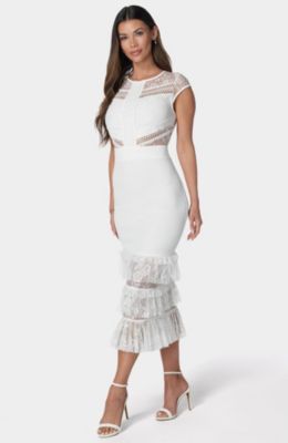 Women's Tiered Lace Midi Dress