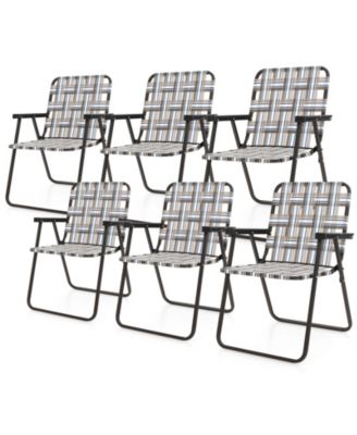 6 pcs Folding Beach Chair Camping Lawn Webbing Chair