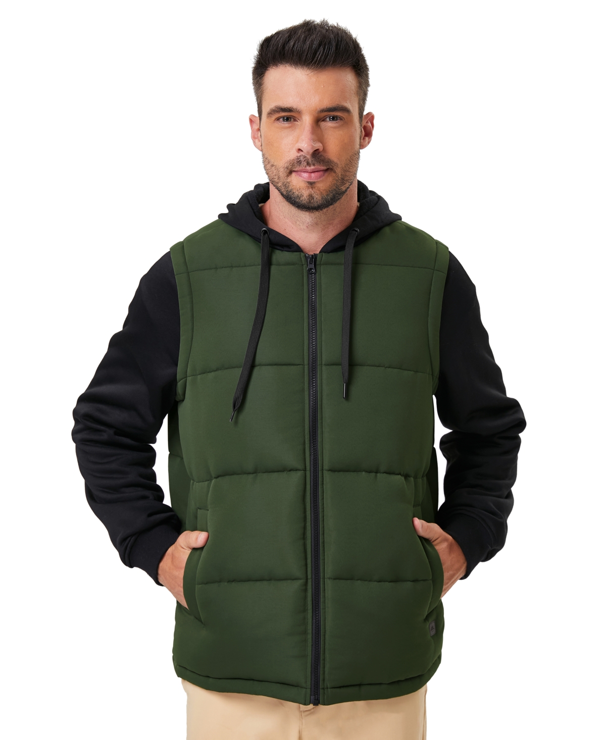 Hawke & Co. Men's Puffer Vest & Hoodie In Dark Forest