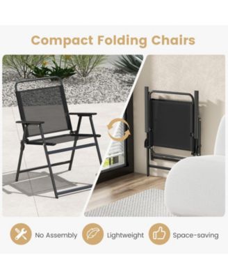 3 Pieces Patio Folding Conversation Chairs and Table