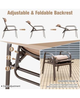 3 Pieces Stackable Patio Bistro Conversation Set with Adjustable Backrest