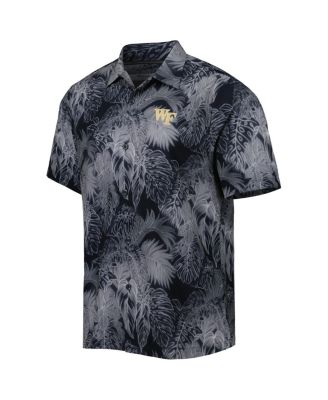 Men's Black Wake Forest Demon Deacons Coast Luminescent Frond IslandZone Button-Up Camp T-Shirt