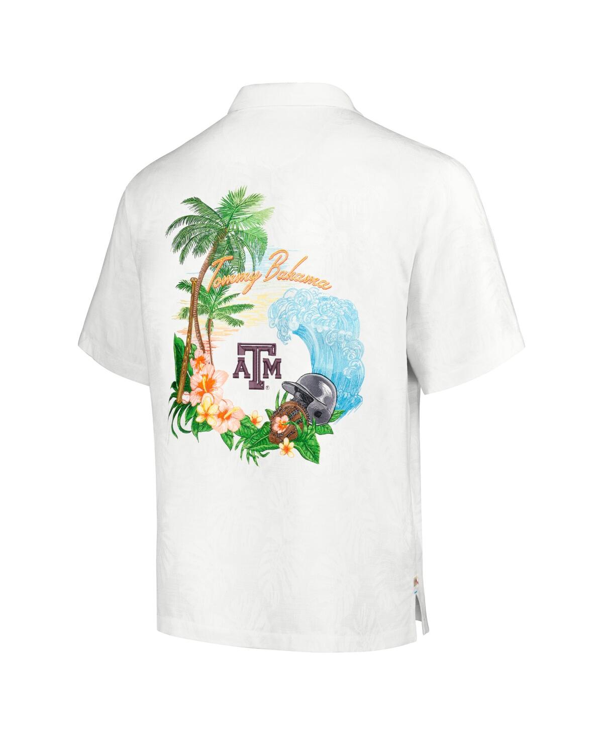 Tommy Bahama Men's White Texas A M Aggies Castaway Game Camp Button-up T- Shirt In Cream