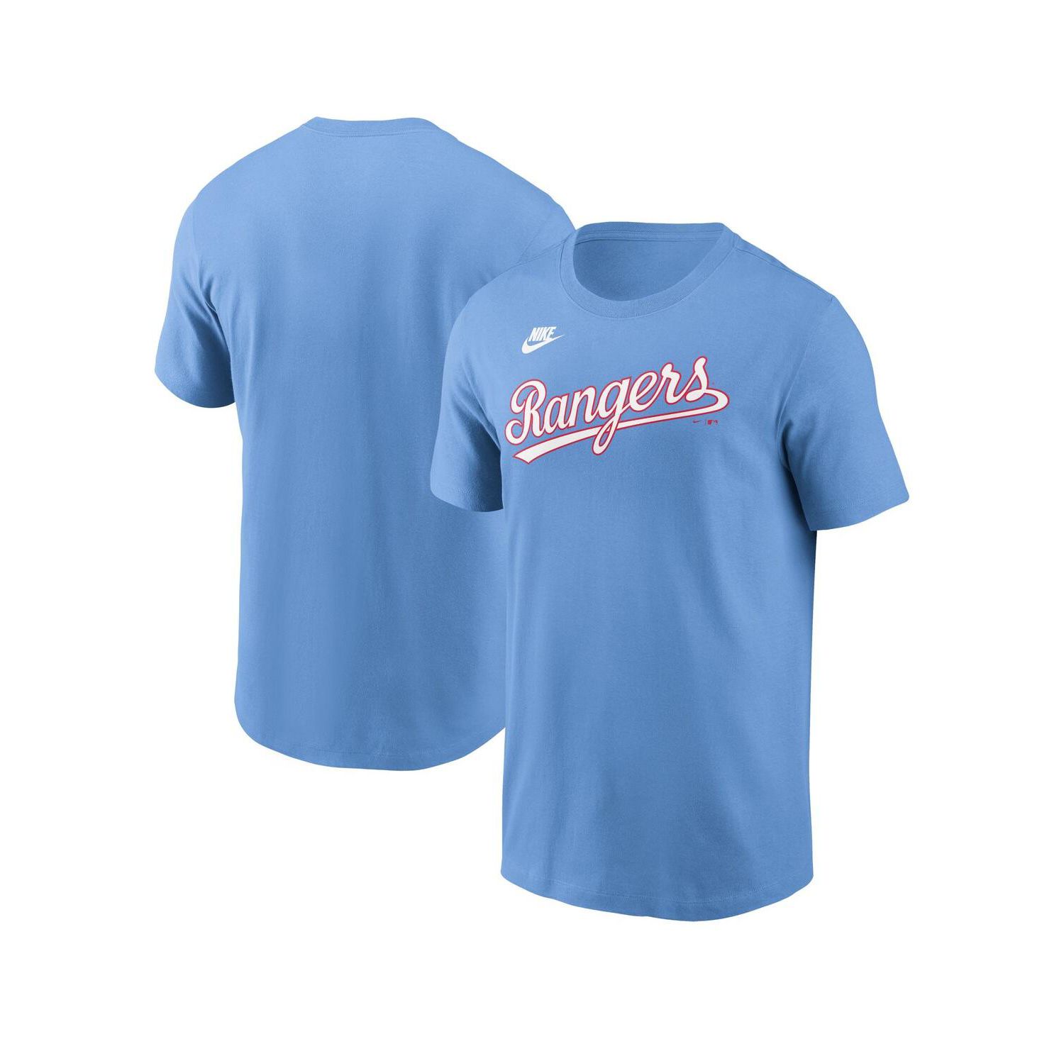 Men's Light Blue Texas Rangers Cooperstown Wordmark T-Shirt