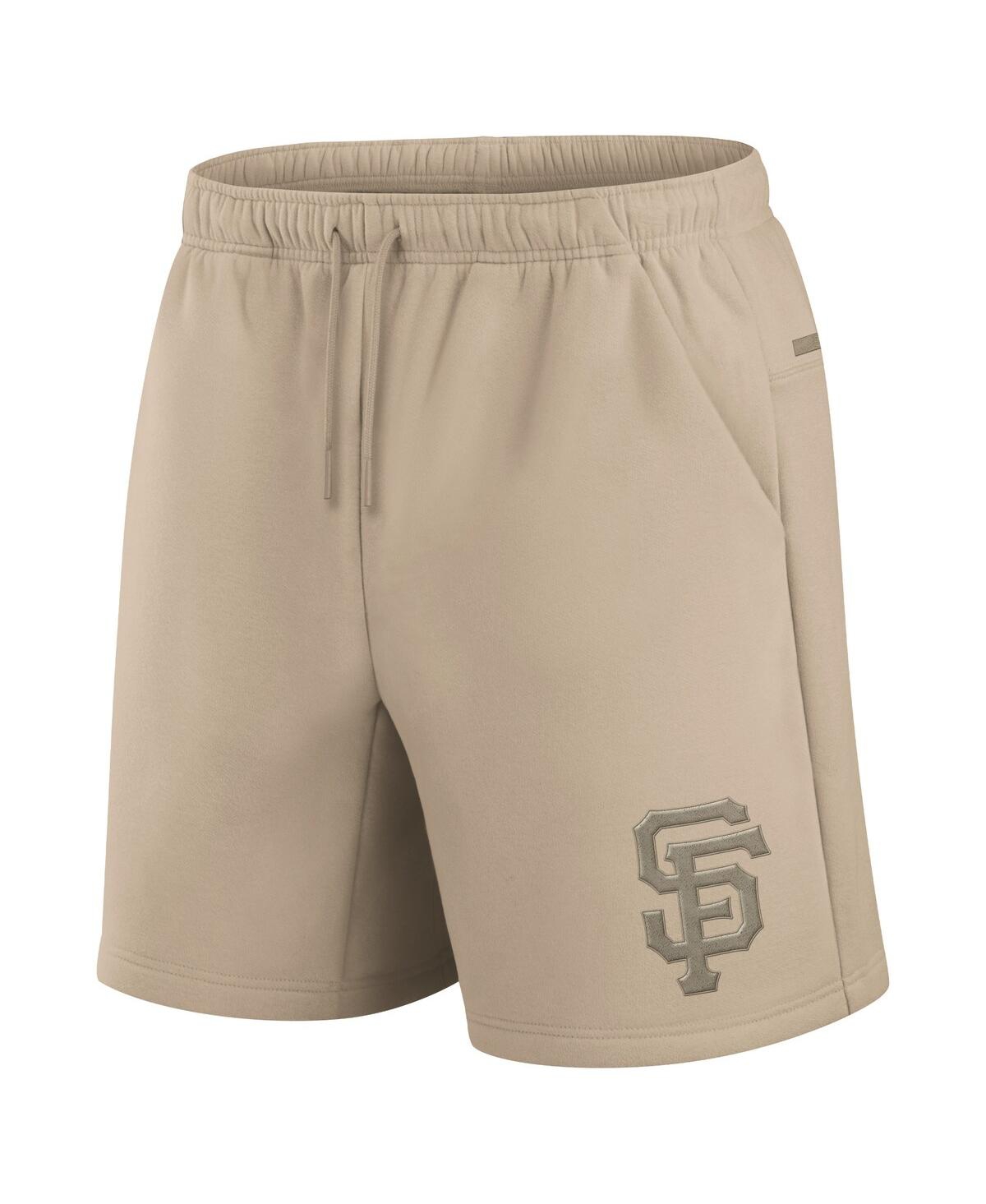 Fanatics Signature Men's And Women's Khaki San Francisco Giants Elements Super Soft Fleece Shorts In Khaki
