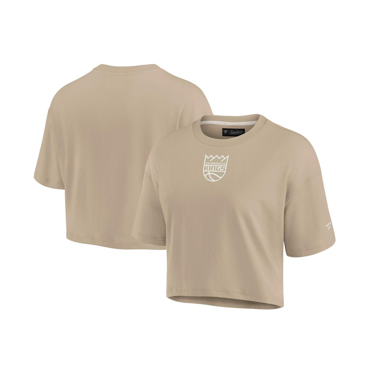Женская футболка Fanatics Signature Khaki Sacramento Kings Elements Super Soft Boxy Cropped — фото 1