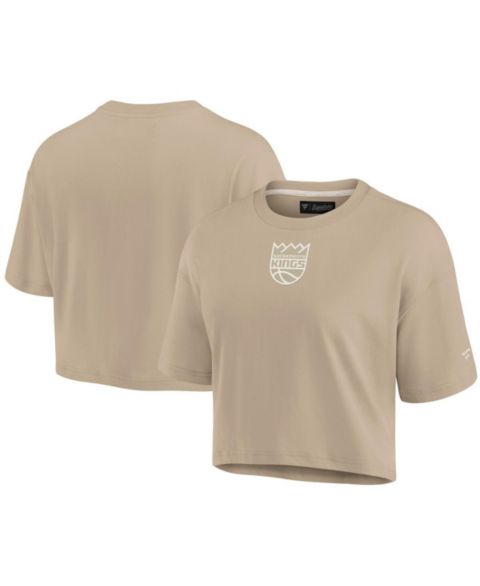 Женская футболка Fanatics Signature Khaki Sacramento Kings Elements Super Soft Boxy Cropped