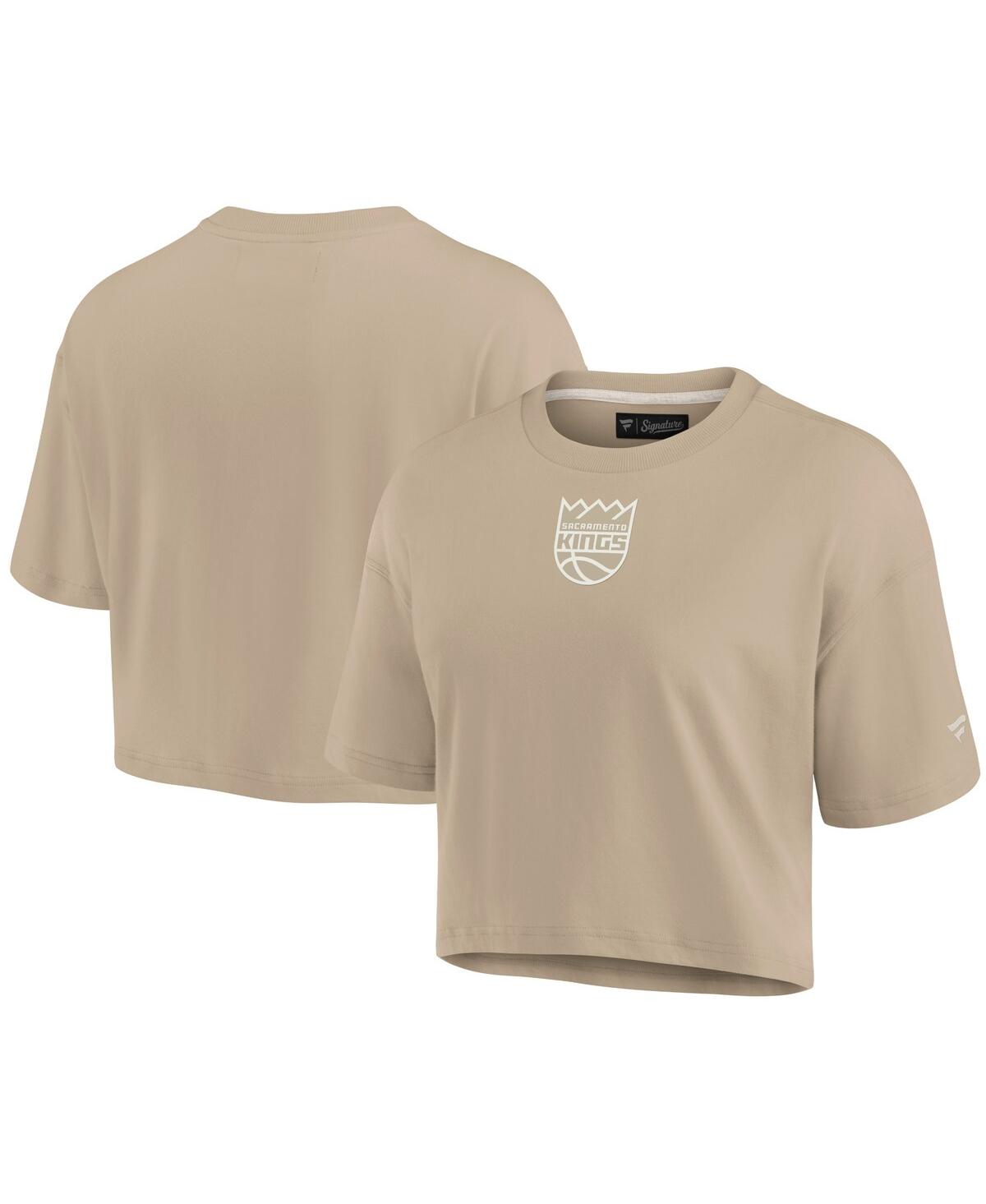 Women's Khaki Sacramento Kings Elements Super Soft Boxy Cropped T-Shirt - Khaki