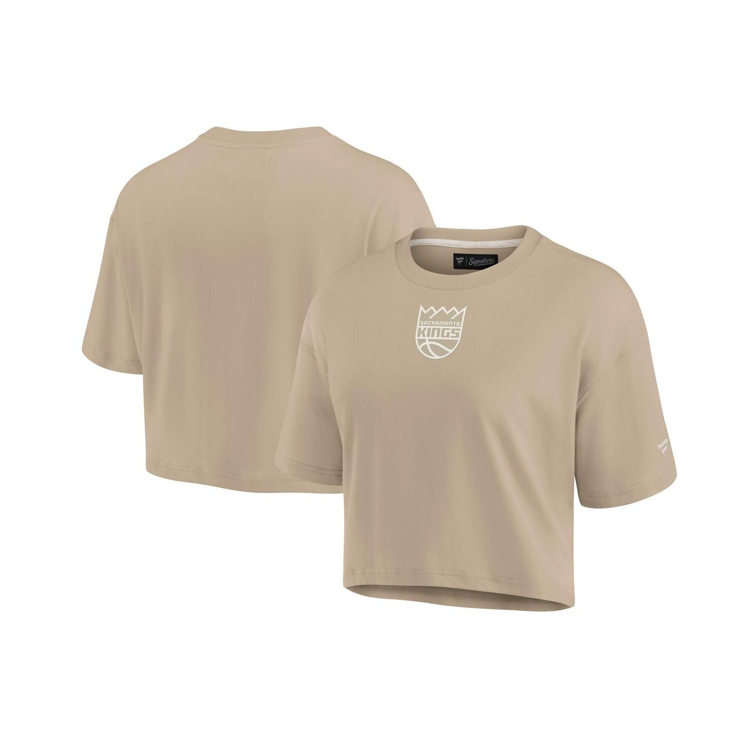 Women's Khaki Sacramento Kings Elements Super Soft Boxy Cropped T-Shirt