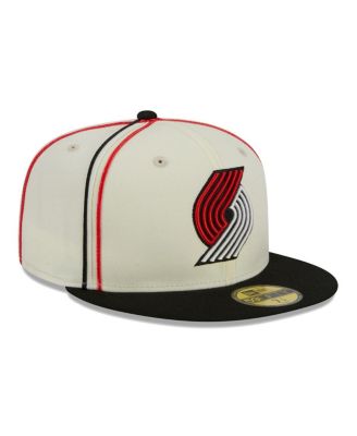 Men's Cream/Black Portland Trail Blazers Piping 2-Tone 59FIFTY Fitted Hat