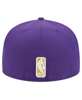 Men's Purple Los Angeles Lakers Court Sport Leather Applique 59FIFTY Fitted Hat