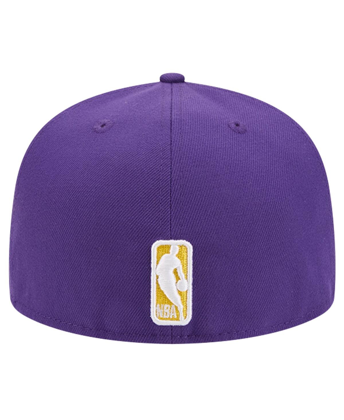 New Era Men's Purple Los Angeles Lakers Court Sport Leather Applique 59fifty Fitted Hat In Purple