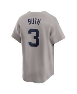 Men's Babe Ruth Gray New York Yankees Throwback Cooperstown Collection Limited Jersey