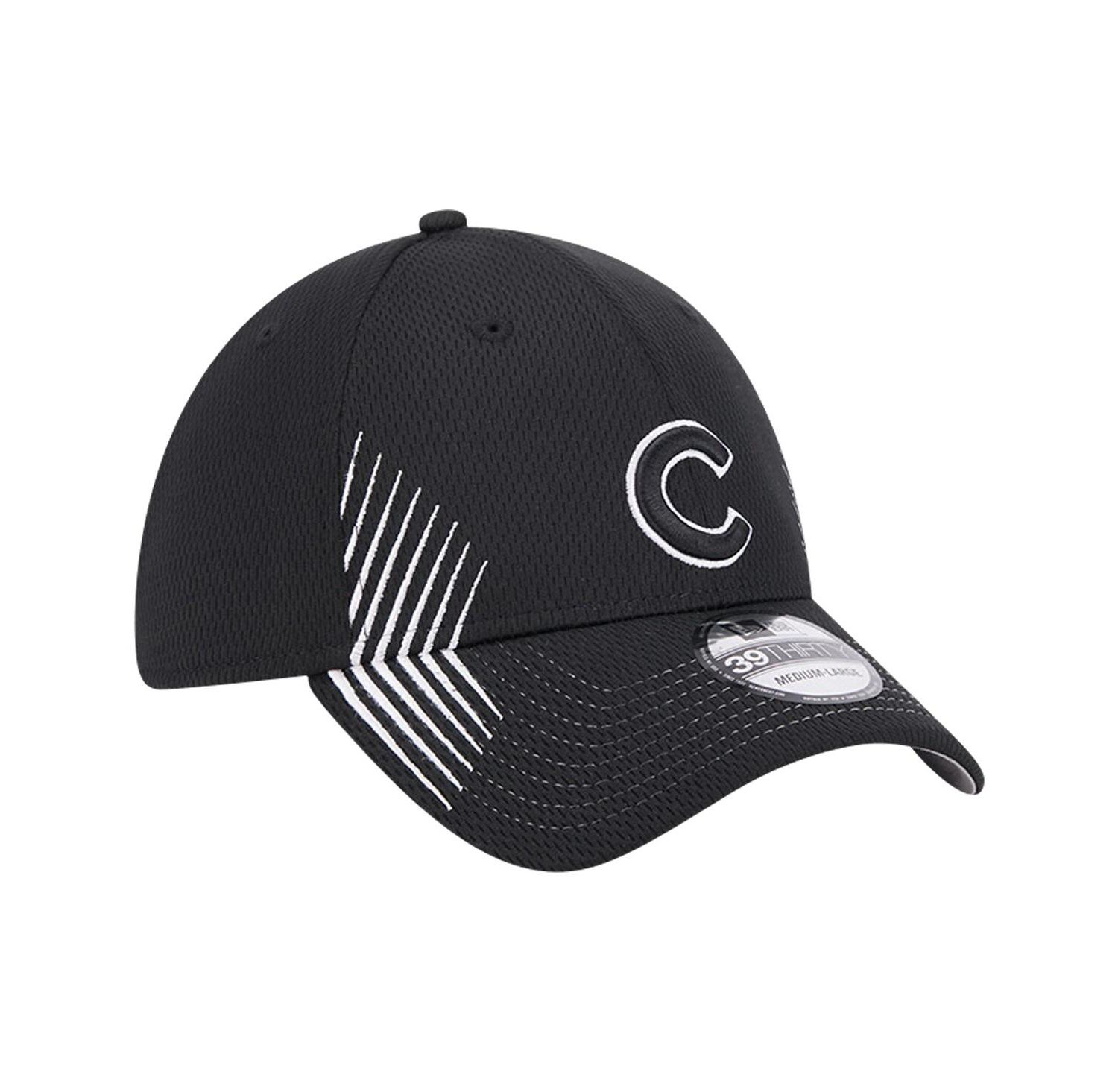 Men's Black Chicago Cubs Active Dash Mark 39THIRTY Flex Hat
