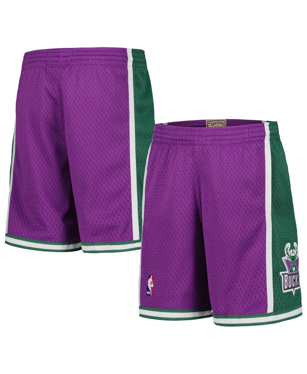 Mitchell & Ness Big Boys And Girls Purple Milwaukee Bucks Hardwood Classics Swingman Shorts In Purple