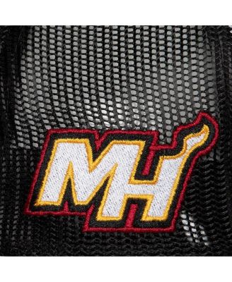 Men's White Miami Heat Hardwood Classics Blocker Foam Front Trucker Adjustable Hat