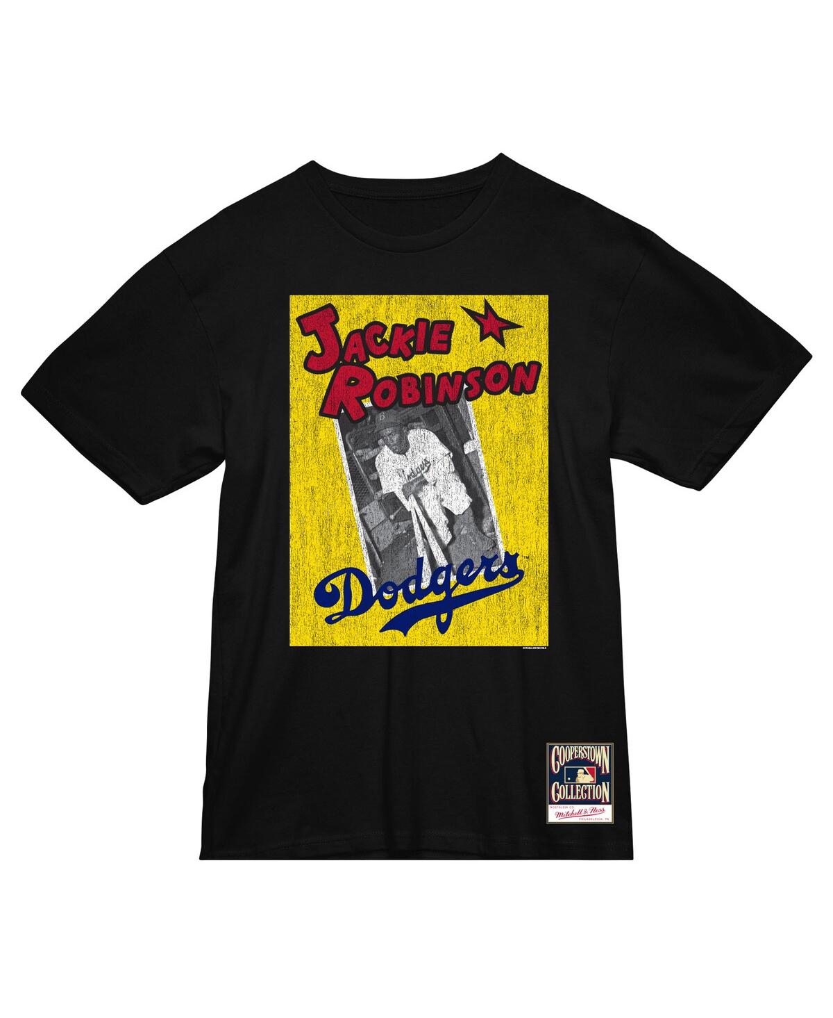 Mitchell & Ness Men's Jackie Robinson Black Brooklyn Dodgers Vintage-like Cover T-shirt In Black