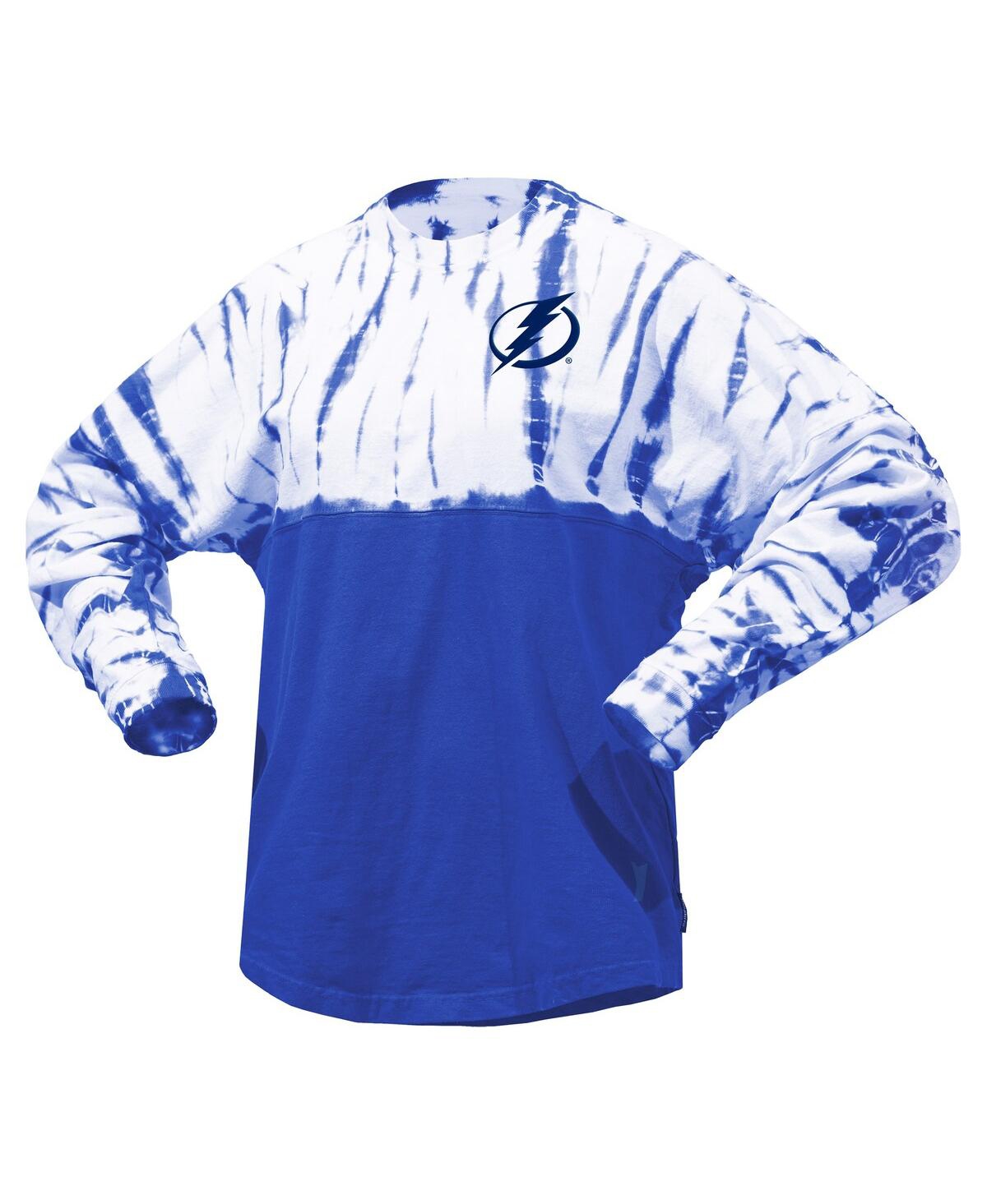 Spirit Jersey Men's And Women's Blue Tampa Bay Lightning Crystal Half Dye Long Sleeve T-shirt In Blue