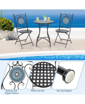 Set of 2 Mosaic Chairs for Patio Metal Folding Chairs