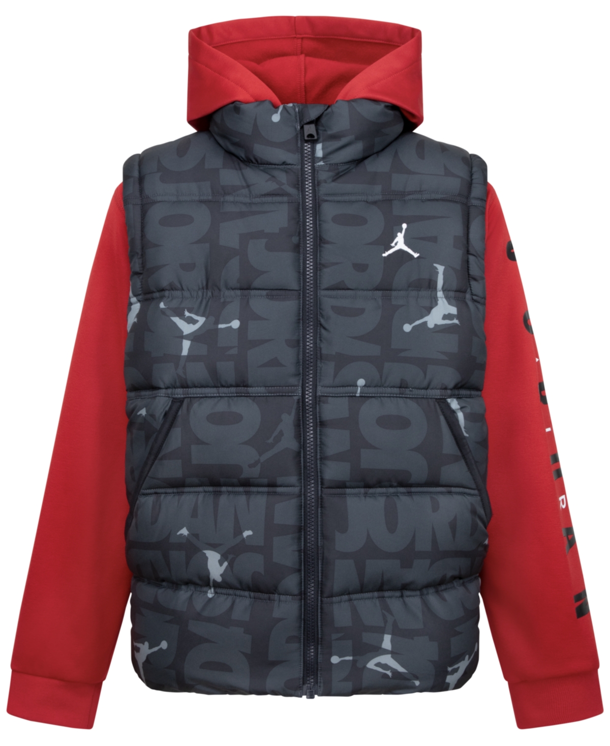 Jordan Big Boys Layered-Look Hooded Jacket - W0gassorte