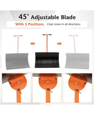 29" Snow Shovel Heavy-Duty Metal Adjustable Angle & Height Snow Clear with Wheels