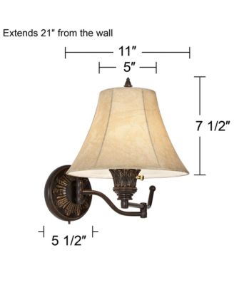 Rosslyn Rustic Swing Arm Wall Lamps Set of 2 Bronze Plug-in Light Fixture Faux Leather Shade for Bedroom Bedside Living Room Reading