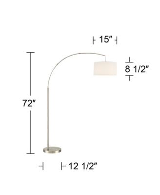 Cora Modern Arc Floor Lamp Standing 72" Tall Brushed Nickel Metal White Linen Drum Shade for Living Room Reading Bedroom Office House