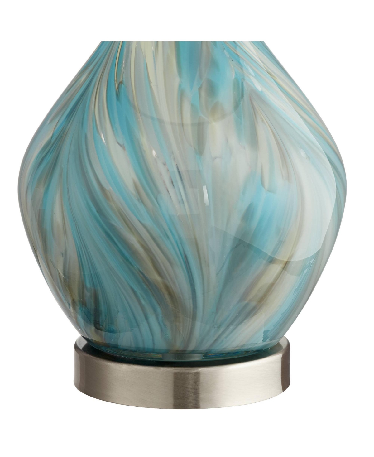 360 Lighting Cirrus Modern Style Accent Table Lamp HighGray Glazed Art Glass Off White Drum Shade Decor for Living Room Bedroom House Bedsid