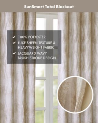 Victorio Jacquard Total Blackout Curtain Panel for bedroom, Silver grommet top fit up to 1.25 inches rod Single Curtain Panel for Living Room, Width 50 length 84 inches, Pitch Black Ambiance Ivory 1 Window Panel