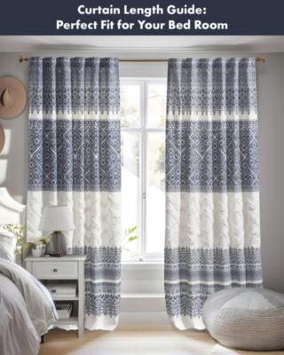 Mila Cotton Curtain Panel with Chenille Detail and Lining, 50"W x 84"L