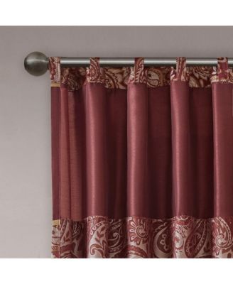 Aubrey Jacquard Room Darkening Curtains, Faux Silk Paisley for Bedroom and Living Room, 95 inch length 2 panels set, Width 50 length 95 inches, Blue/Brown Window Panel