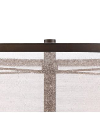 Durango Rustic Farmhouse Floor Lamp 62" Tall Oiled Bronze Metal 3 Light LED Brown Sheer Drum Shade for Living Room Bedroom Office