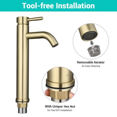 Single Handle Tall Vessel Faucet Bathroom Mixer Tap with Pop-up Drain