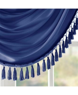 Elena Faux Silk Waterfall Embellished Valance Window Valance for Bedroom and kitchen, Lining and Rob Pocket/Back Tab valances for windows for Living Room, Width 46 length 38 inches, White curtain with valance