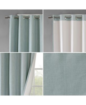 Maya Heathered Blackout Curtain 1 Panel for bedroom, Grommet top fit up to 1.25 inches rod Single Curtain Panel for Living Room, Width 50 length 54 inches, Pitch Black Ambiance Dusty Seafoam 1 Window Panel