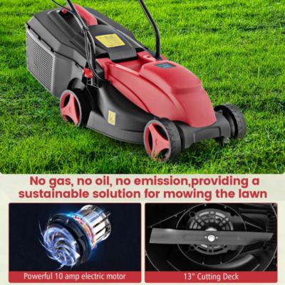 Electric Corded Lawn Mower Walk-Behind Lawnmower with Collection Box