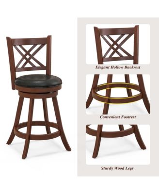 29'' Swivel Bar Stools Set of 2 Upholstered Counter Stools with Cushion & Footrests