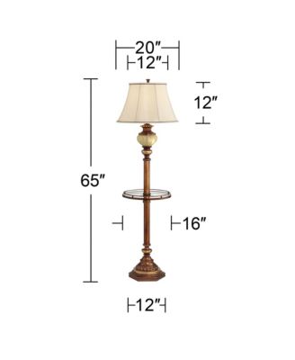 Hyde Park Rustic Vintage like Floor Lamp with Nightlight Glass Tray 65" Tall Bronze Gold Metal Pearl White Frosted Glass Fabric Bell Shade for Living Room Reading House Bedroom Home - Kathy Ireland