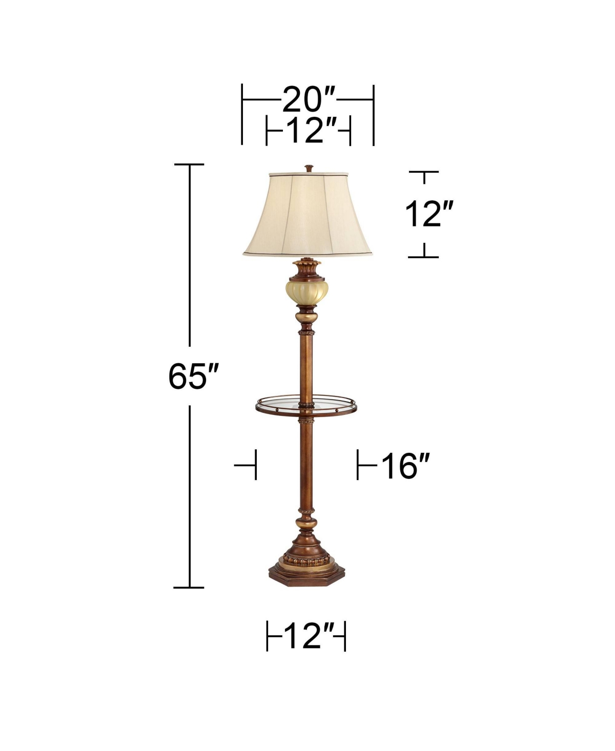 Kathy Ireland Hyde Park Rustic Vintage like Floor Lamp with Nightlight Glass Tray Tall BronzeMetal Pearl White Frosted Glass Fabric Bell Sha