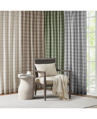 Anaheim Plaid Curtain 1 Panel for bedroom, Rob Pocket/Back Tab fit up to 1.25 inches rod Single Curtain Panel for Living Room, Width 50 length 84 inches, Fleece Lining Brown 1 Window Panel