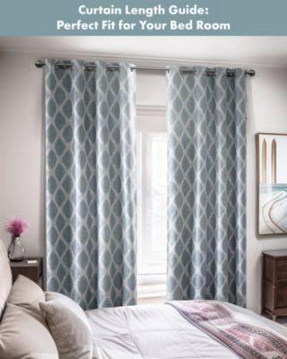 Blakesly Ikat blackout curtains for bedroom, Silver grommet top fit up to 1.25 inches rod Single Curtain Panel for Living Room, Width 50 length 95 inches, Pitch Black Ambiance Aqua Window Panel
