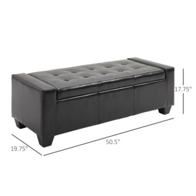 Modern Ottoman Bench Seat Faux Leather Sofa Shoe Storage Footrest