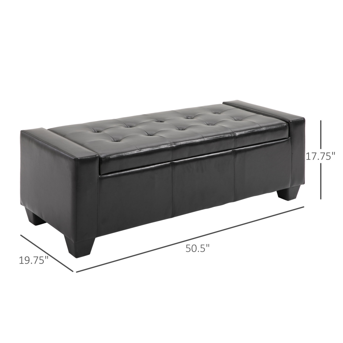 Homcom Home Modern Ottoman Storage Bench Seat Footrest Sofa Shoe Faux Leather