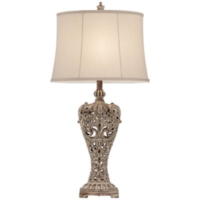 Barnes and Ivy Elle Traditional Table Lamp 33" Tall Antique Gold Florentine Off White Oval Shade for Bedroom Living Room Bedside Nightstand Office