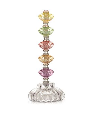 Bohemian Traditional Chic Style Accent Table Lamp 21" High Multi Colored Stacked Glass Pink Orchid Bell Shade Decor for Kids Girls Living Room Bedroom Bedside House Nightstand